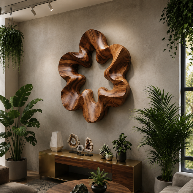 Organic Flow Wood Wall Sculpture Hover Image