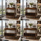 Wood Wine Rack Cabinet – Solid Wood Bar Storage Stand for Dining Room Decor