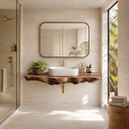 Live Edge Wood Floating Bathroom Vanity – Solid Wood Wall Mounted Sink Console for Bathroom Decor