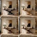 X-Base Console Table – Sculptural Solid Wood Entryway Table