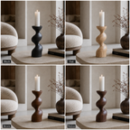 Twisted Wood Candle Holder – Solid Wood Sculptural Candle Stand for Living Room Decor