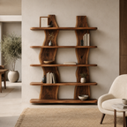 Wave Wood Bookshelf – Solid Wood Display Shelf for Living Room Decor