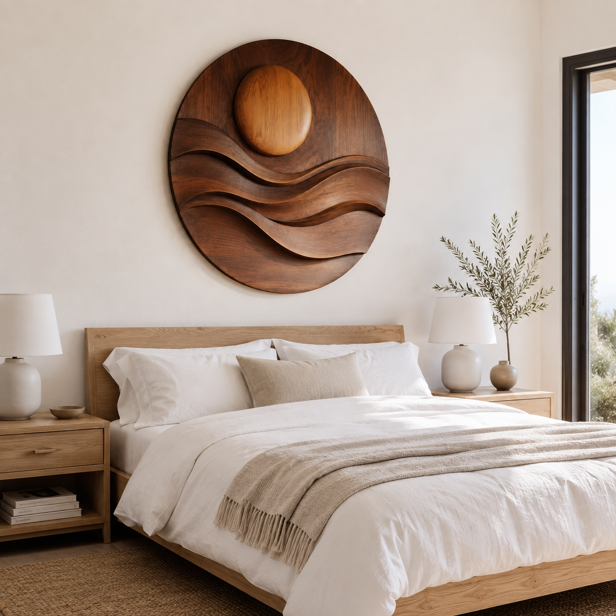 Sun Over Waves Wood Wall Art