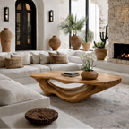 Handcrafted Solid Wood Coffee Table – Sculptural Organic Design