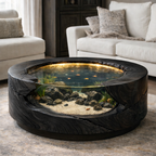 Solid Wood Round Aquarium Coffee Table – Sculptural Fish Tank Design