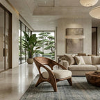 Sculptural Lounge Chair – Solid Wood Accent Chair for Living Room