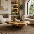 Tree Stump Coffee Table – Solid Wood Rustic Table for Living Room Decor