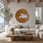 Round Wave Wood Wall Art – Solid Wood Carved Wall Decor for Living Room Decor