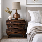 Organic Sculpted Wooden Nightstand with Drawers – Modern Bedside Table