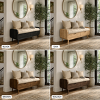 Wood Storage Bench with Cushion – Solid Wood Entryway Bench with Drawers for Home Decor