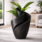Sculptural Wooden Twist Vase with Greenery – Elegant Home Décor