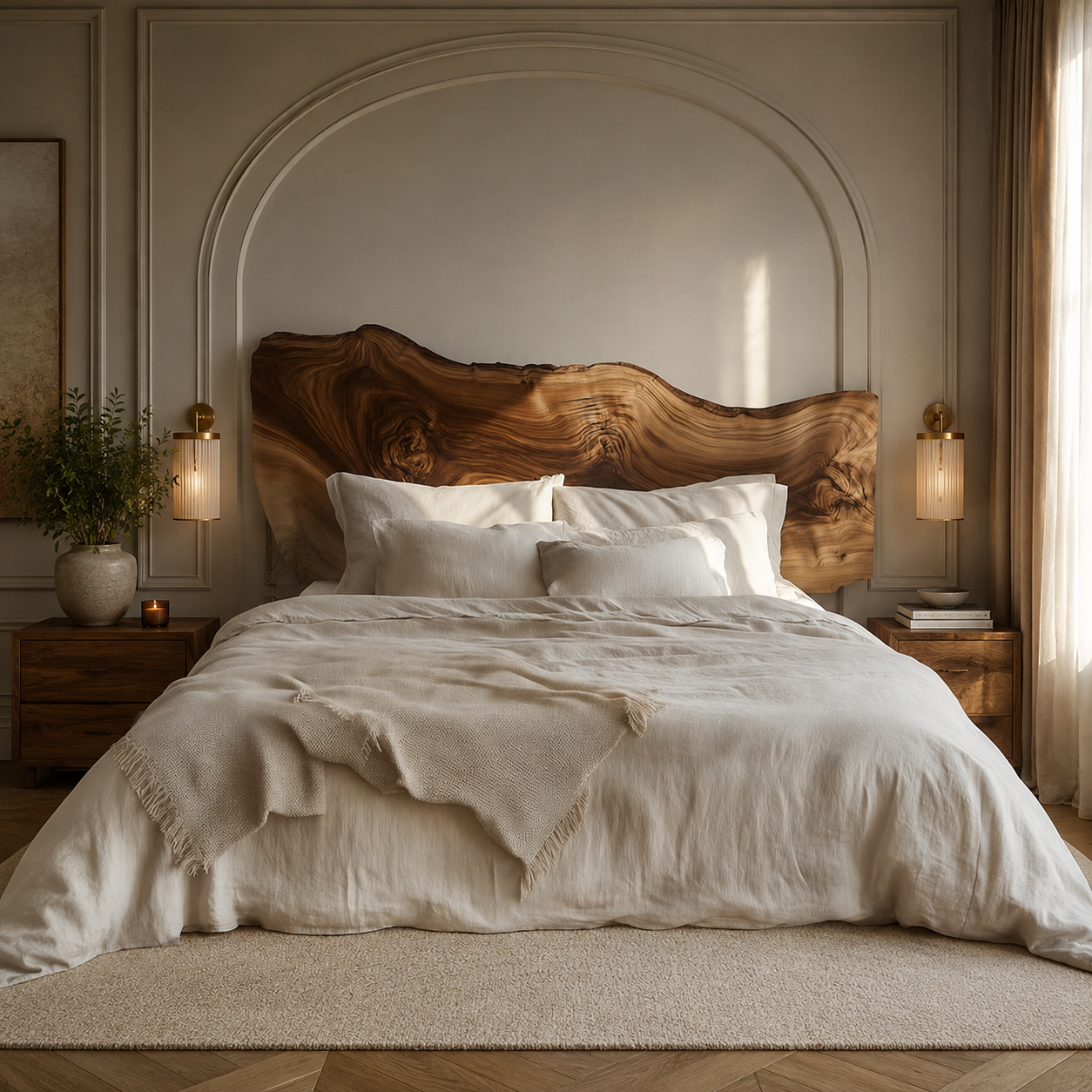 Live Edge Bed Frame – Solid Wood Bed with Natural Headboard