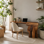 Live Edge L-Shaped Wood Desk – Solid Wood Corner Office Desk with Natural Edge for Home Office Decor