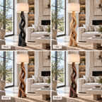 Twisted Spiral Wood Floor Lamp