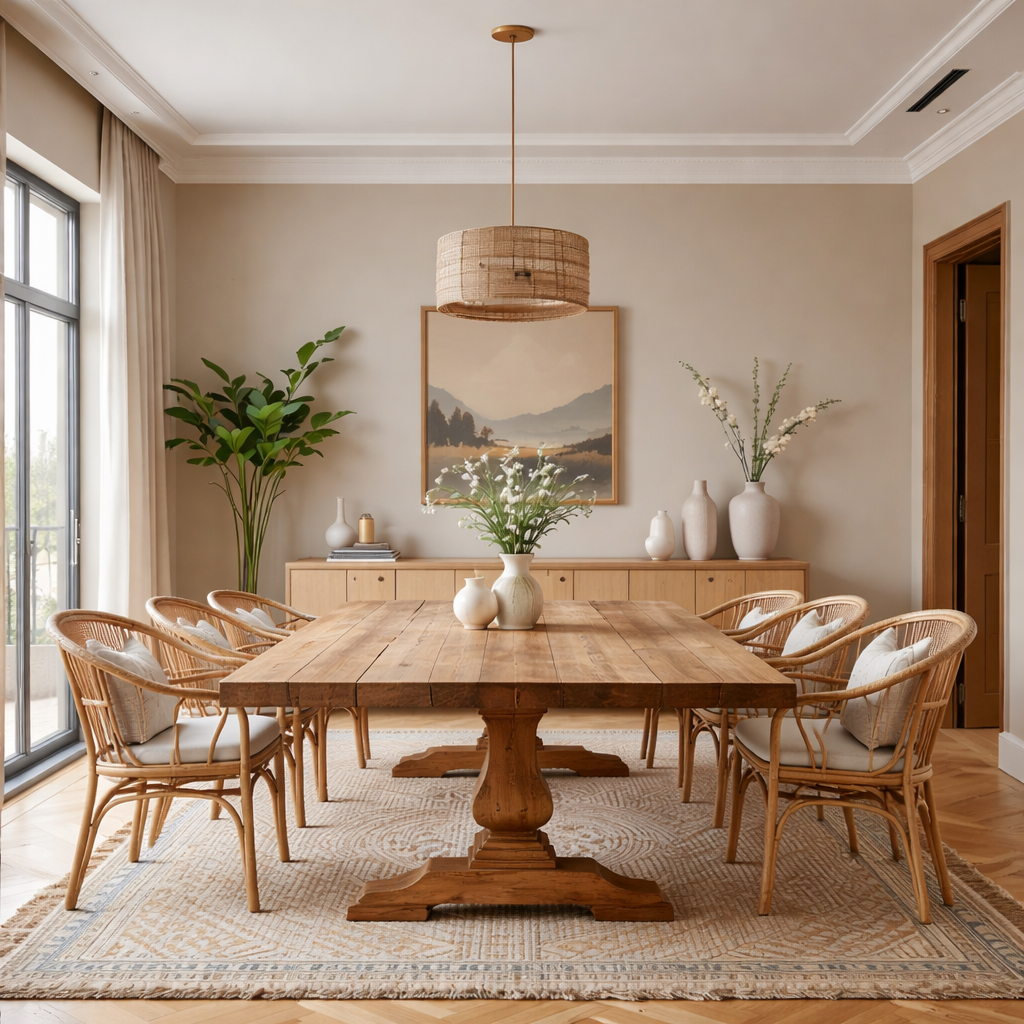 Solid Wood Dining Table – Modern Natural Furniture for Dining Spaces