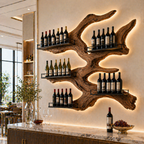 Map Shaped Wine Rack – Solid Wood Wall Bottle Holder for Home Bar Decor