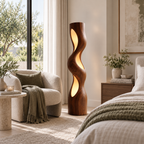Sculptural Wave Wood Floor Lamp