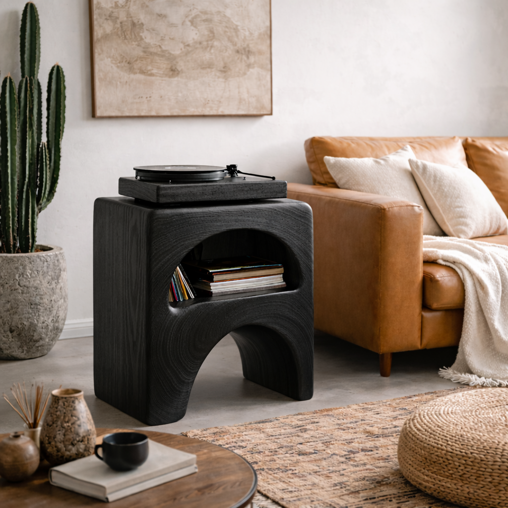 Handcrafted Solid Wood Sculptural Stool – Organic Side Table & Accent Furniture