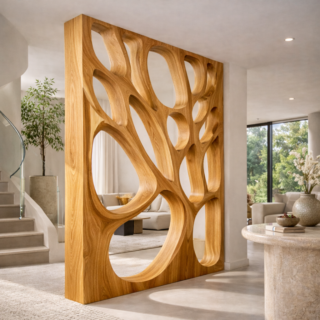 Decorative Room Divider – Solid Wood Modern Panel for Living Room Decor