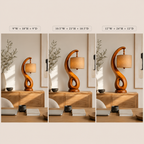 Sculptural Wood Table Lamp – Solid Wood Bedside Lamp for Living Room Decor