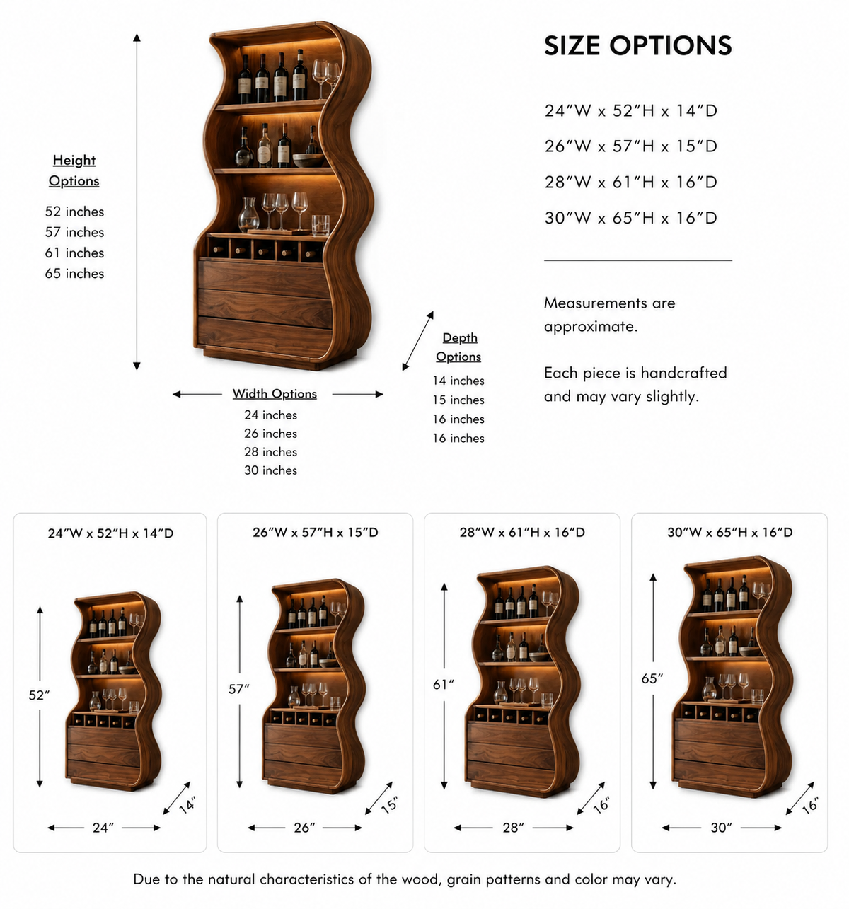 Wine Cabinet – Solid Wood Storage Cabinet with Curved Design