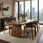 Oval Wood Dining Table Set – Solid Wood Dining Room Table with Chairs for Coastal Home Decor