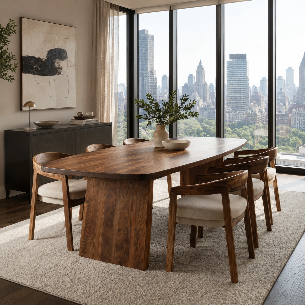Oval Wood Dining Table Set – Solid Wood Dining Room Table with Chairs for Coastal Home Decor