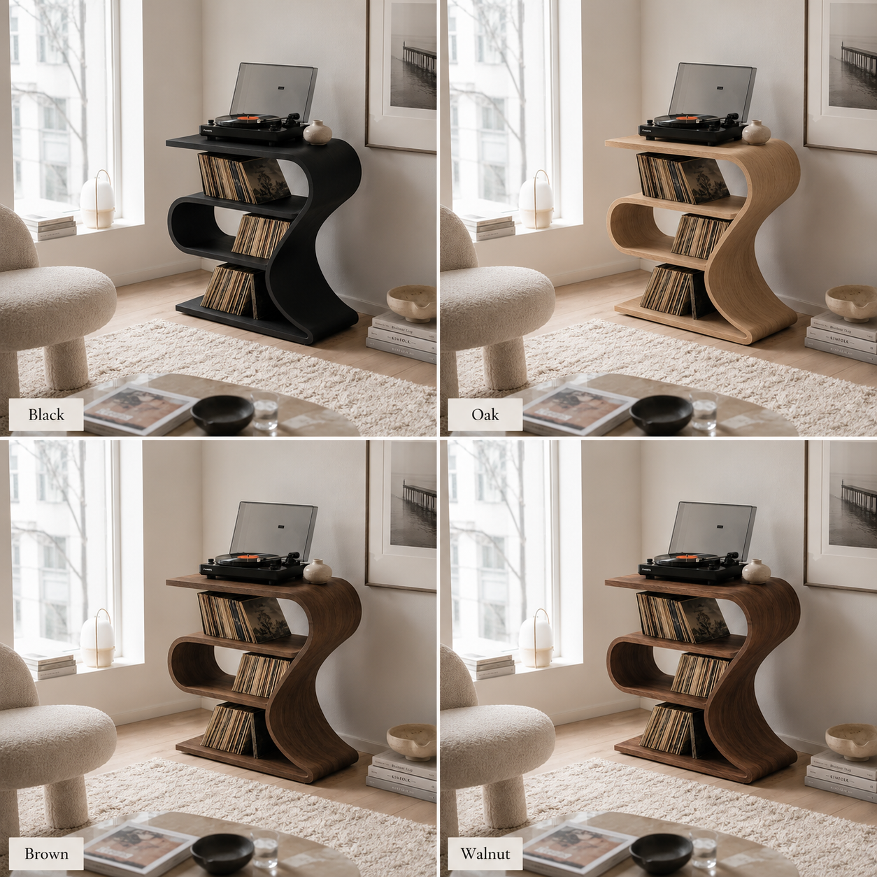 Side Table – Solid Wood Work Table with Storage Shelves