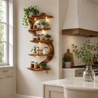 Branch Wood Kitchen Shelf – Solid Wood Wall Mounted Display Shelf for Kitchen Decor