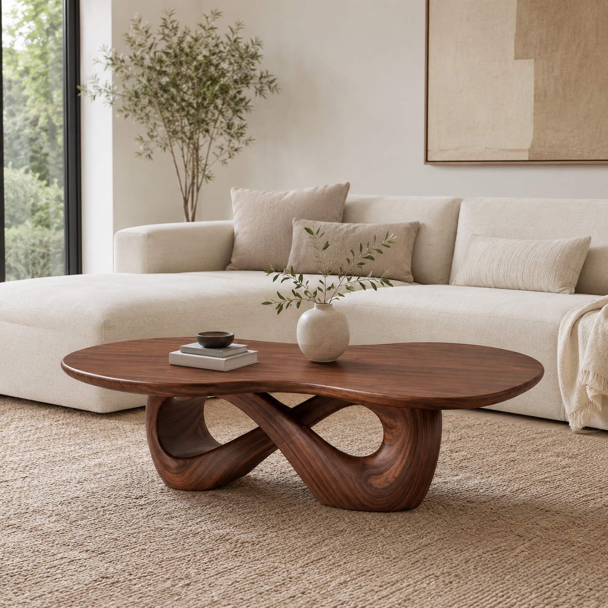 Infinity Loop Sculptural Wood Coffee Table