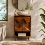 Carved Wood Bathroom Vanity – Solid Wood Sink Cabinet for Bathroom Decor