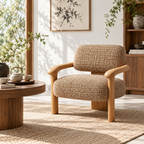 Textured Upholstered Wood Armchair