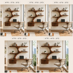 Tree Branch Wood Floating Desk – Solid Wood Wall Mounted Computer Desk for Home Office Decor