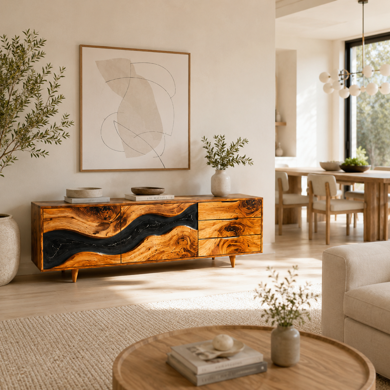 River Resin Wood Sideboard Cabinet