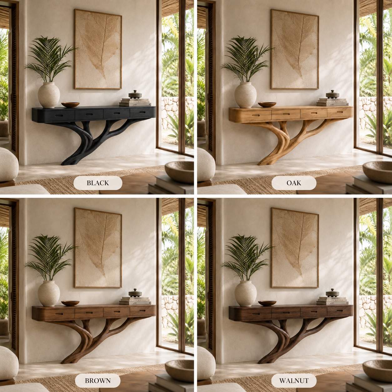 Sculptural Branch Wood Console Table