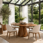 Oval Wood Dining Table – Solid Wood Pedestal Table for Dining Room Decor