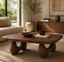 Rounded Coffee Table – Solid Wood Modern Table for Living Room Decor