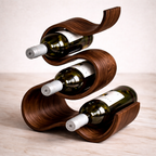 Sculptural Solid Wood Wine Rack | Hand-Carved Curved Bottle Holder