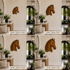 Horse Head Wood Wall Art – Solid Wood 3D Animal Sculpture for Entryway Decor