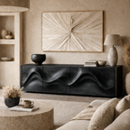Wave Sideboard Media Console – Sculptural Solid Wood Storage Cabinet for Luxury Living Room