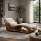 Chaise Lounge Daybed – Sculptural Solid Wood Chair for Luxury Living Room