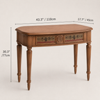 Heritage Wood Vanity Table with Upholstered Stool