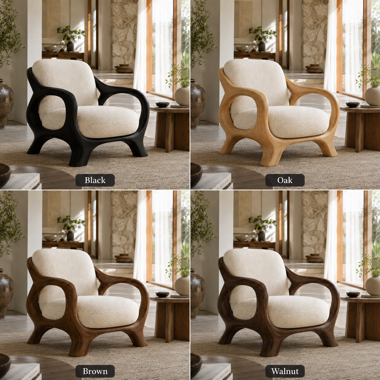 Loop Frame Sculptural Wood Lounge Chair