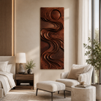 Carved Wood Wall Art – Solid Wood Vertical Wall Sculpture for Living Room Decor