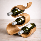Sculptural Solid Wood Wine Rack | Hand-Carved Curved Bottle Holder