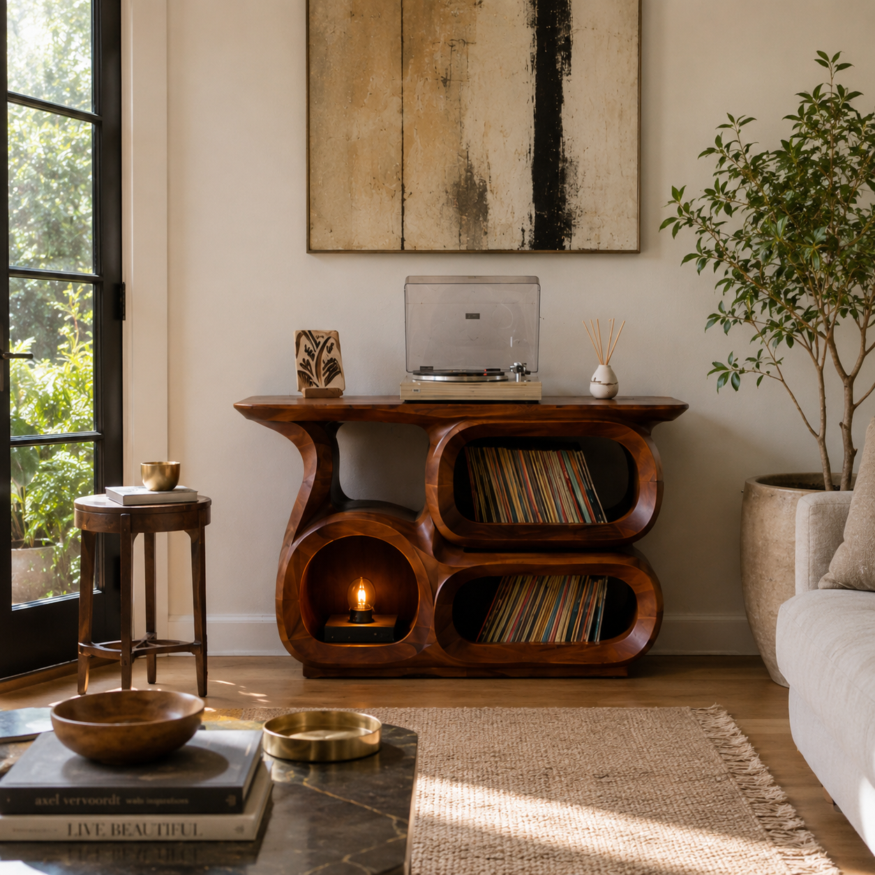 Sculptural Vinyl Record Console