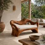Sculptural Wave Wood Bench