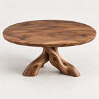 Sculptural Branch Base Round Wood Dining Table