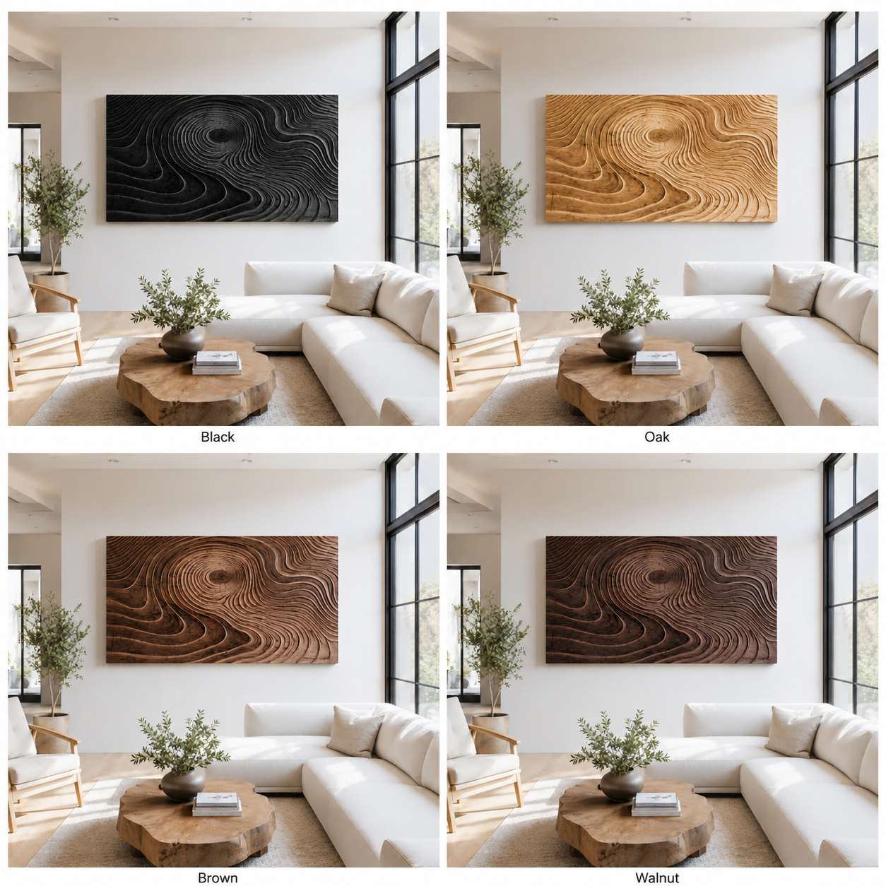 Tree Ring Wood Wall Art – Solid Wood Carved Wall Decor for Living Room Decor