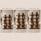 Wave Wood Bookshelf – Solid Wood Display Shelf for Living Room Decor
